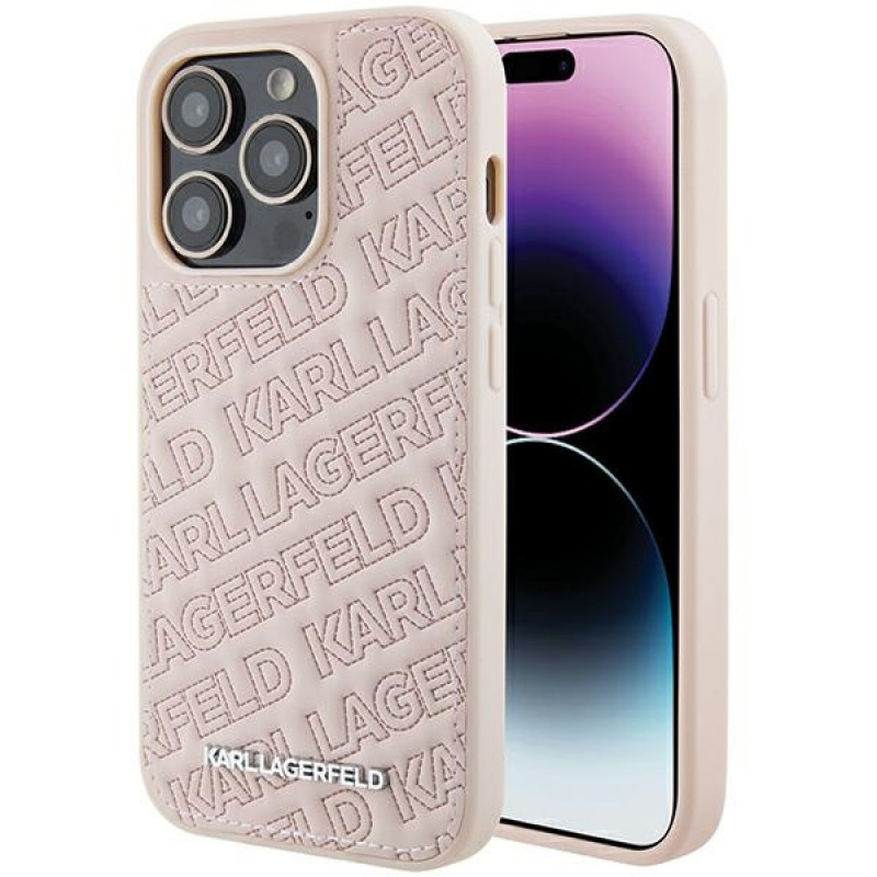 Karl Lagerfeld KLHCP15XPQKPMP Quilted K Pattern Hardcase for Apple iPhone 15 Pro Max, Pink