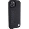 BMW BMHCP15MSLLBK Leather Hot Stamp Hardcase for Apple iPhone 15 Plus / 14 Plus, Black