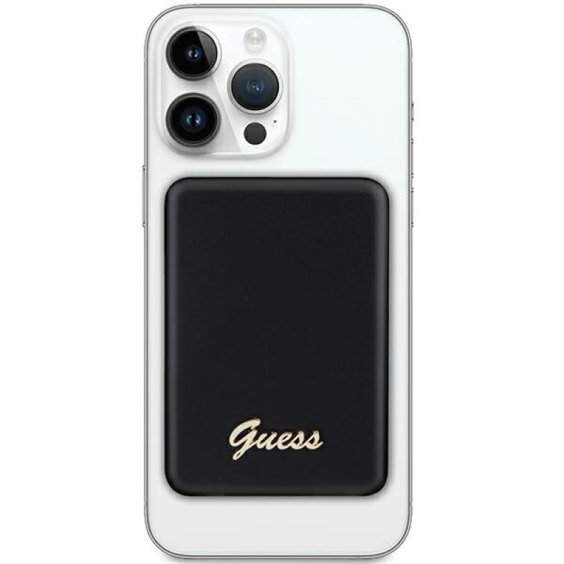 Guess GUPBM3ALGSGK Powerbank 3000 mAh, 5 W, MagSafe Metal Script Logo, Black
