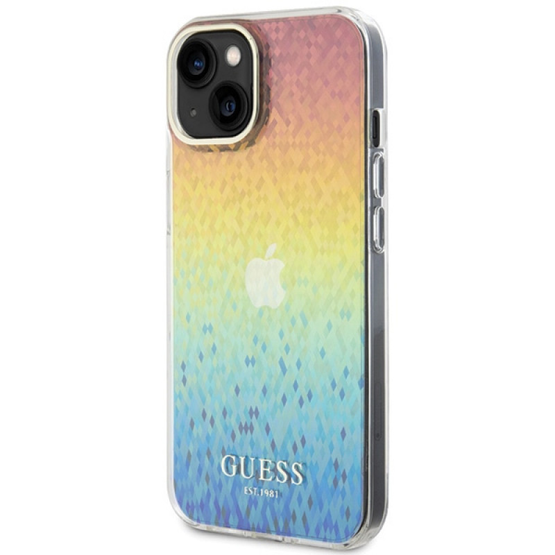 Guess GUHCP15SHDECMI IML Faceted Mirror Disco Iridescent Hardcase for Apple iPhone 15, Multicolor