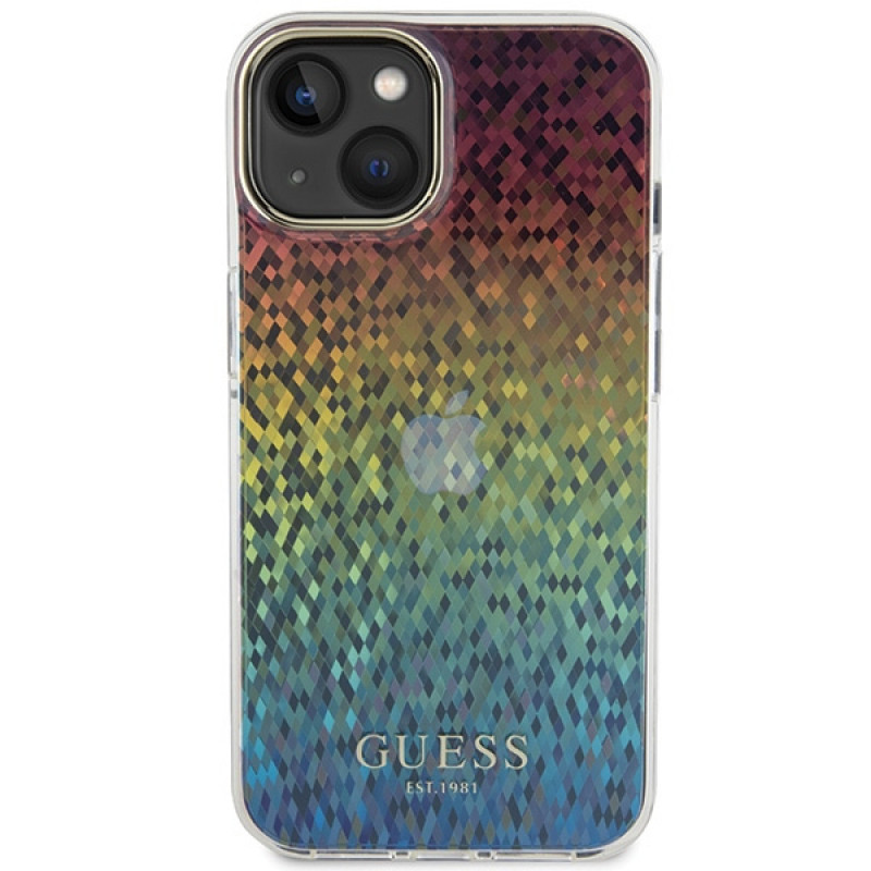 Guess GUHCP15SHDECMI IML Faceted Mirror Disco Iridescent Hardcase for Apple iPhone 15, Multicolor