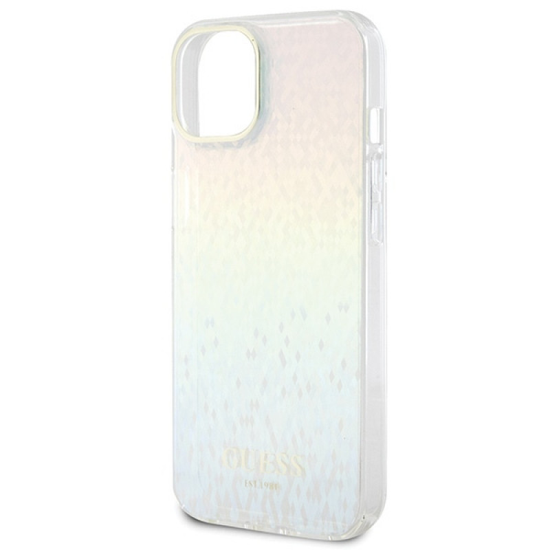 Guess GUHCP15SHDECMI IML Faceted Mirror Disco Iridescent Hardcase for Apple iPhone 15, Multicolor