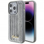 Guess GUHCP15LPSFDGSS Sequin Script Metal Hardcase for Apple iPhone 15 Pro, Silver