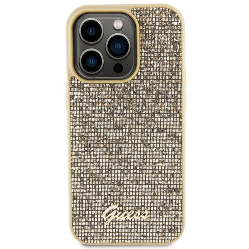 Guess GUHCP15LPMSDGSD Disco Metal Script Hardcase for Apple iPhone 15 Pro, Gold