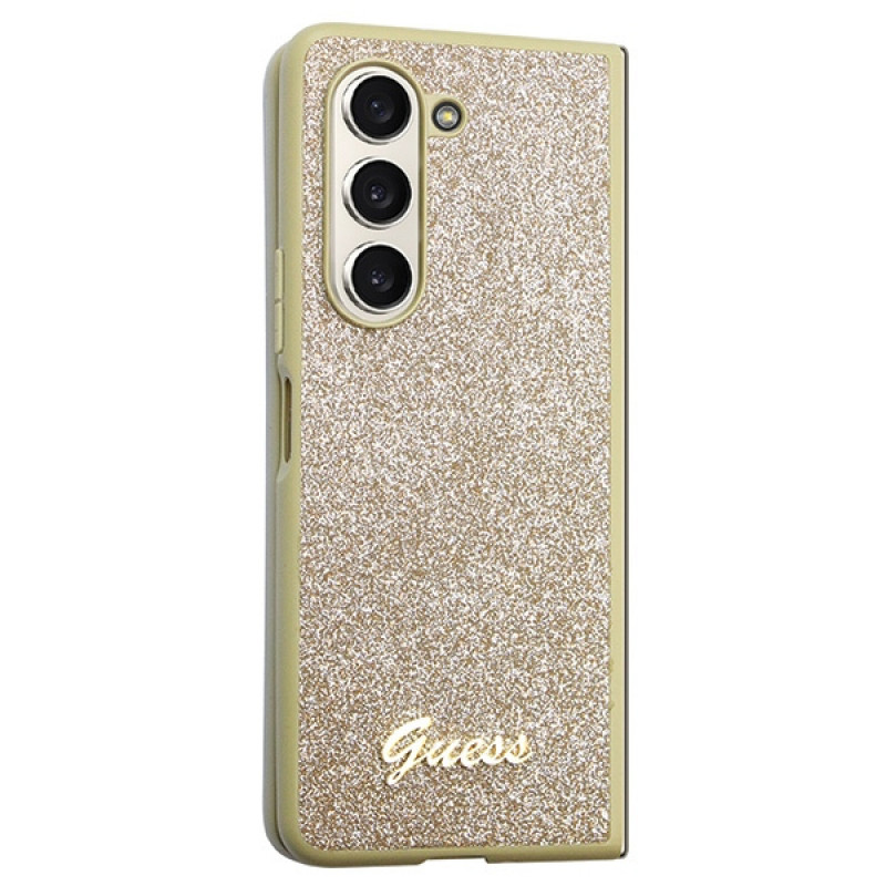 Guess GUHCZFD5HGGSHD Glitter Script Hardcase for Samsung Galaxy Z Fold5, Gold