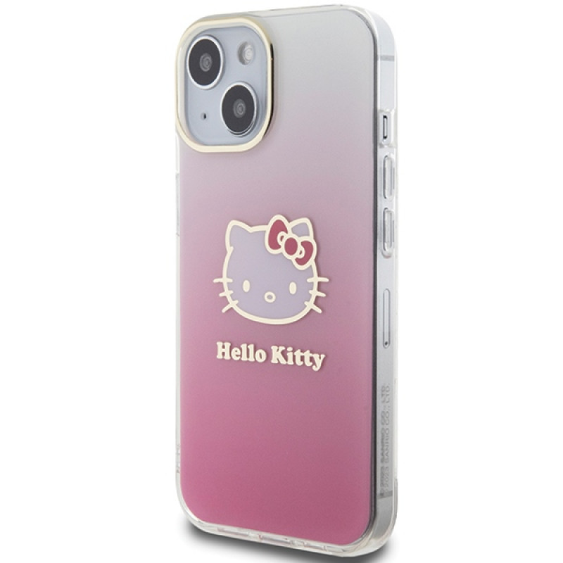 Hello Kitty HKHCP15SHDGKEP IML Gradient Electrop Kitty Head Hardcase for Apple iPhone 15 6.1", Pink