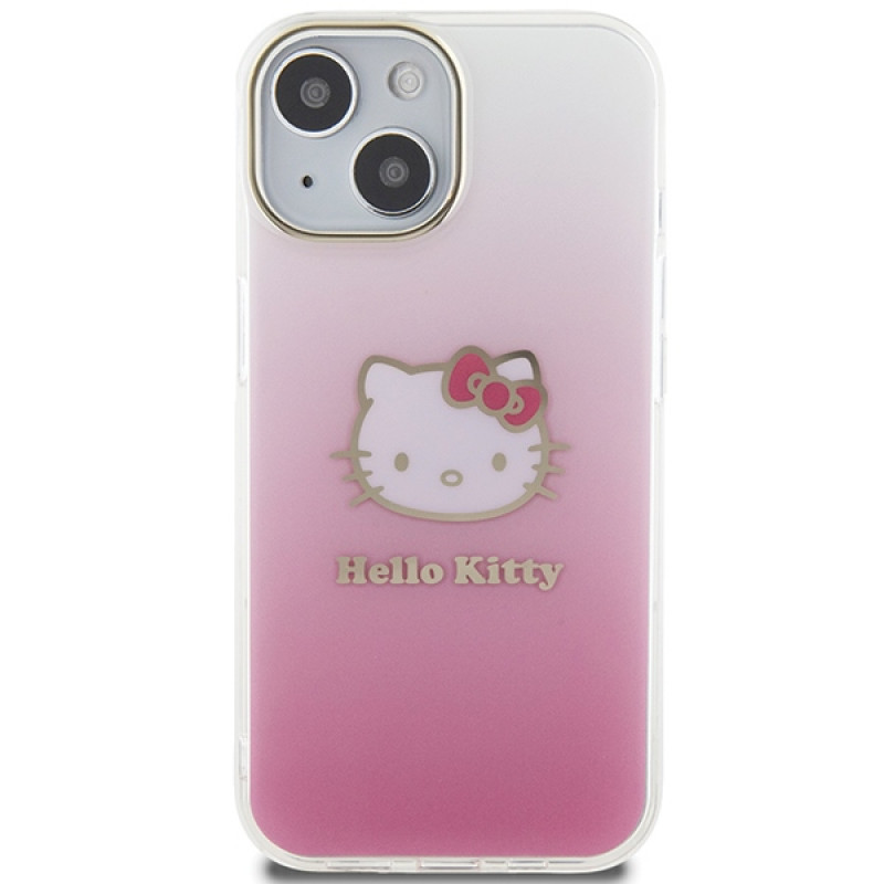 Hello Kitty HKHCP15SHDGKEP IML Gradient Electrop Kitty Head Hardcase for Apple iPhone 15 6.1", Pink