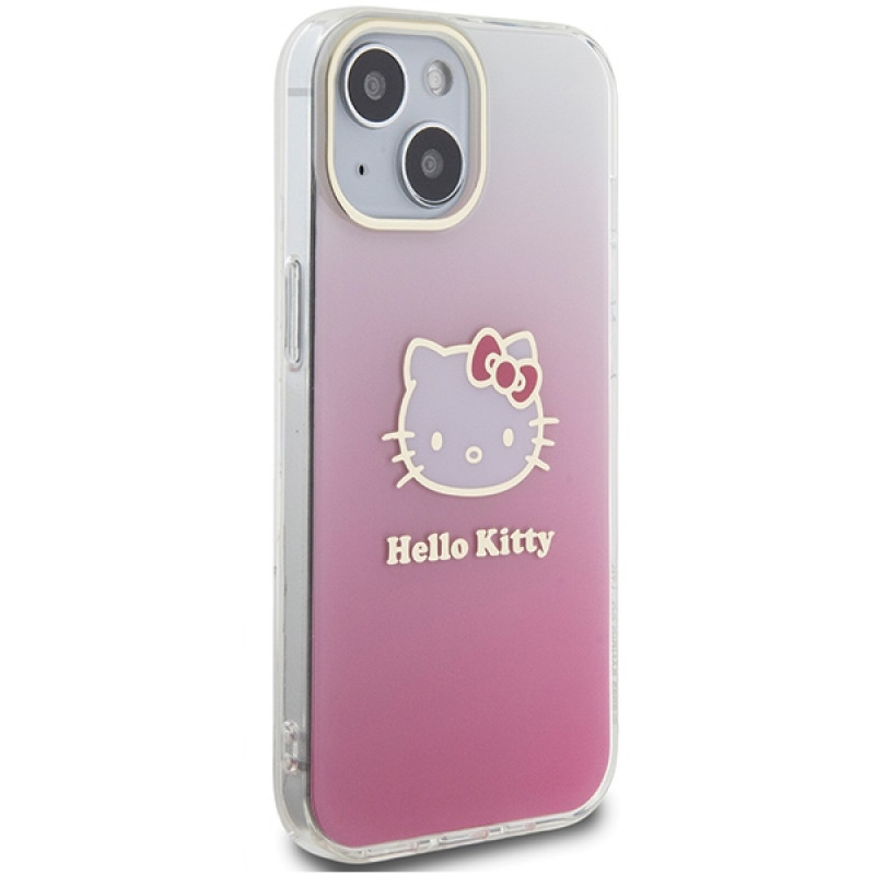 Hello Kitty HKHCP15SHDGKEP IML Gradient Electrop Kitty Head Hardcase for Apple iPhone 15 6.1", Pink