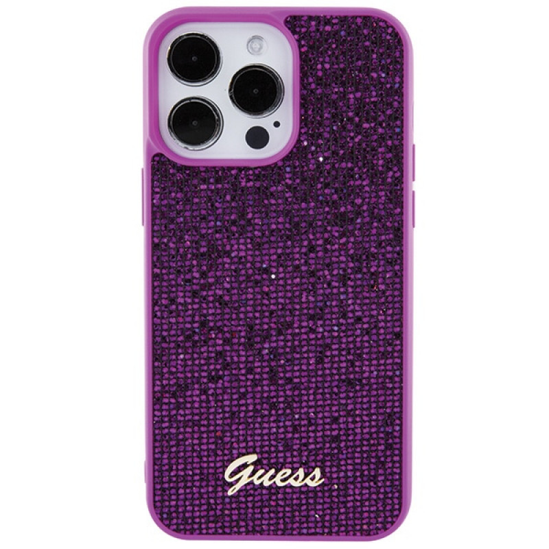 Guess GUHCP15XPMSDGSF Disco Metal Script Hardcase for Apple iPhone 15 Pro Max, Purple