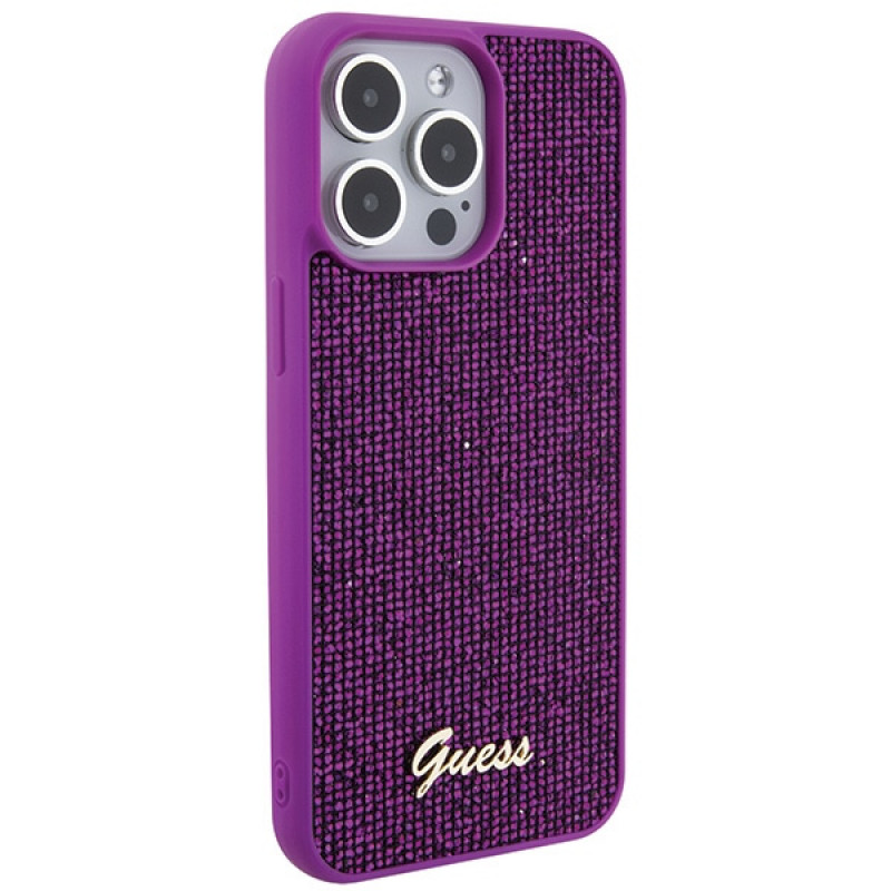 Guess GUHCP15XPMSDGSF Disco Metal Script Hardcase for Apple iPhone 15 Pro Max, Purple