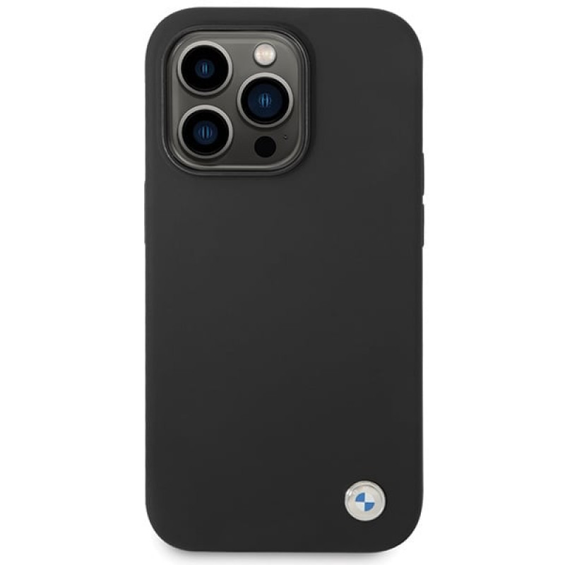BMW BMHCP15LSILBK Apple iPhone 15 Pro Silicone Metal Logo case, black