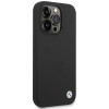 BMW BMHCP15LSILBK Apple iPhone 15 Pro Silicone Metal Logo case, black