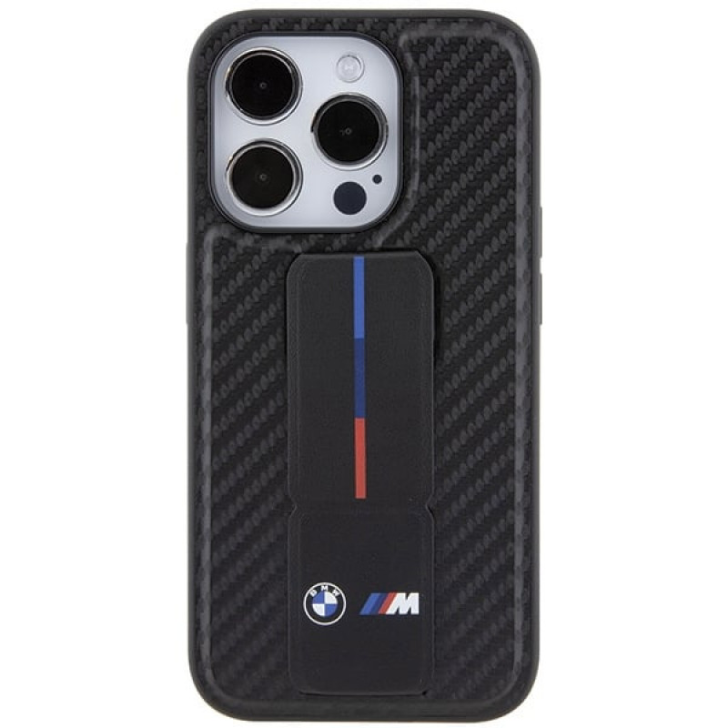 BMW BMHCP15LGSPCCK Apple iPhone 15 Pro hardcase Grip Stand Smooth & Carbon, black