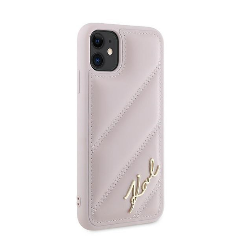 Karl Lagerfeld KLHCN61PQDSMGP Apple iPhone 11 / XR hardcase Diagonal Quilted Script, pink