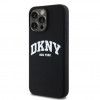 DKNY Apple iPhone 15 Pro Max hardcase Liquid Silicone White Printed Logo MagSafe, black