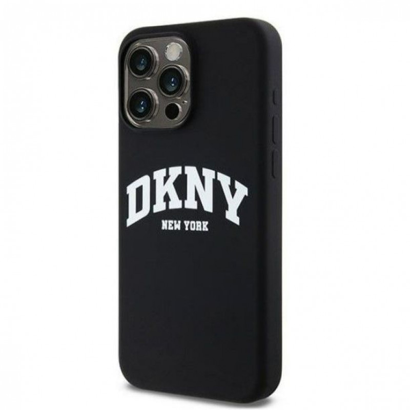 DKNY Apple iPhone 15 Pro Max hardcase Liquid Silicone White Printed Logo MagSafe, black