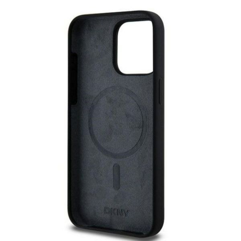 DKNY Apple iPhone 15 Pro Max hardcase Liquid Silicone White Printed Logo MagSafe, black