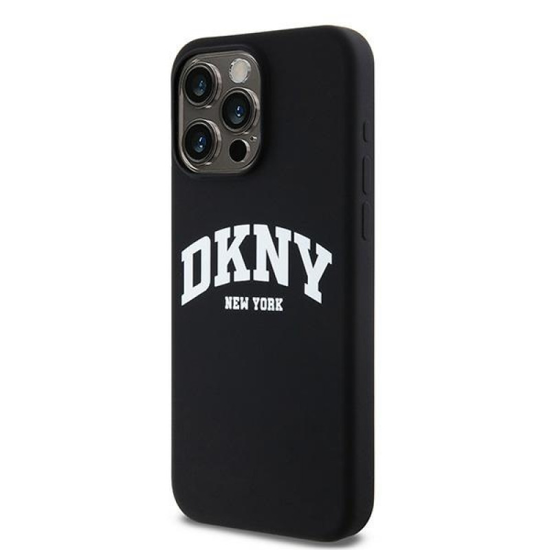 DKNY Apple iPhone 15 Pro Max hardcase Liquid Silicone White Printed Logo MagSafe, black