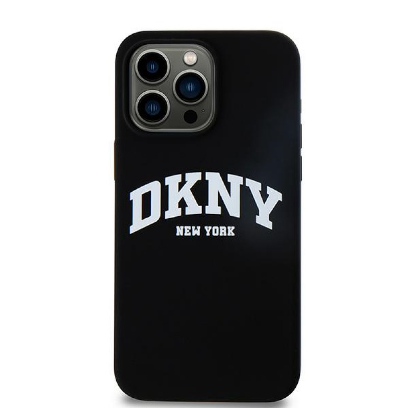 DKNY Apple iPhone 15 Pro Max hardcase Liquid Silicone White Printed Logo MagSafe, black