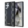 DKNY Leather Checkered Mono Pattern MagSafe Case for Samsung Galaxy S24 Ultra, black