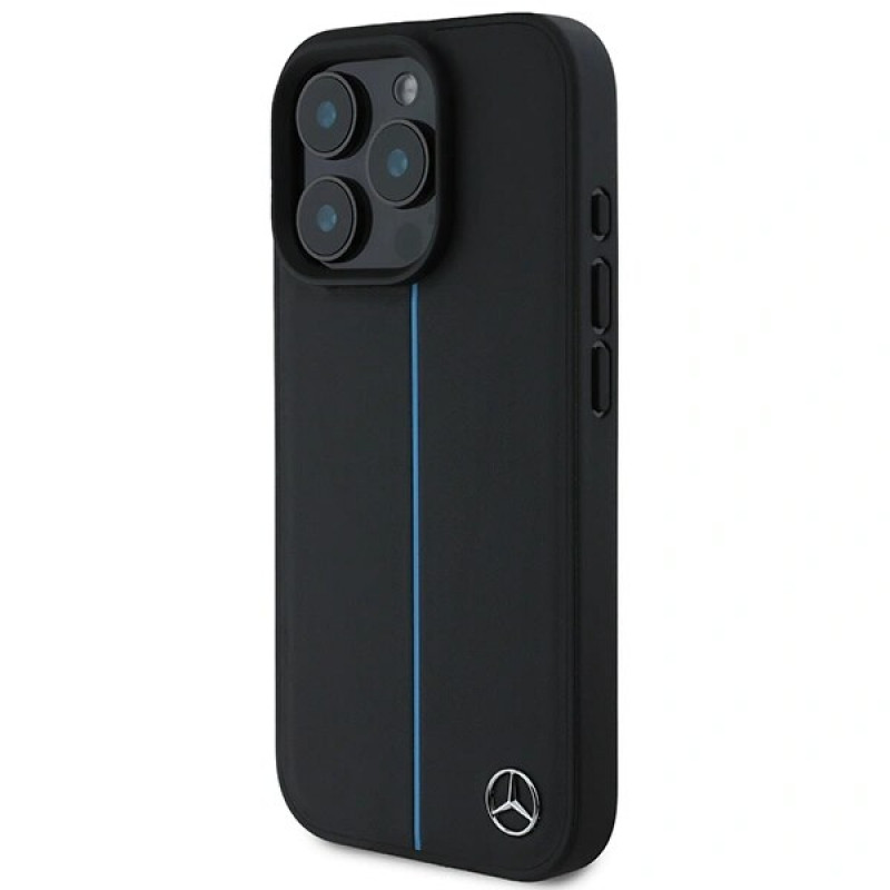 Mercedes MEHMP16L23RURBK Apple iPhone 16 Pro hardcase MB Blue Line Leather MagSafe, black