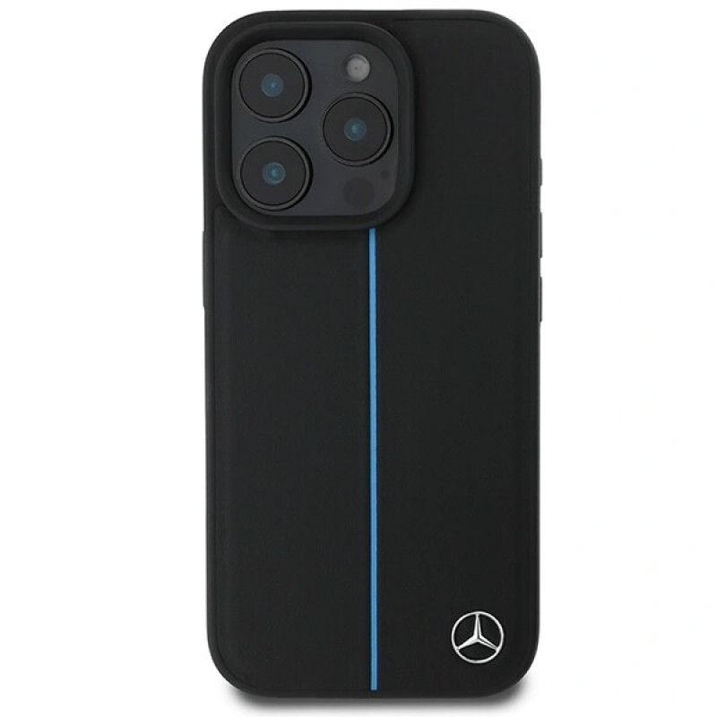 Mercedes MEHMP16L23RURBK Apple iPhone 16 Pro hardcase MB Blue Line Leather MagSafe, black