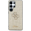 Guess Fixed Glitter Big 4G Metal Logo Hard Case for Samsung Galaxy S25 Ultra, gold