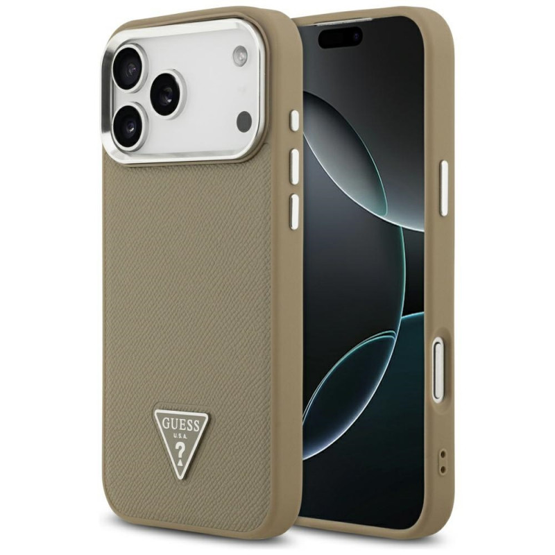 Guess Grained Triangle Logo MagSafe Hard Case for Apple iPhone 17 Pro Max, brown