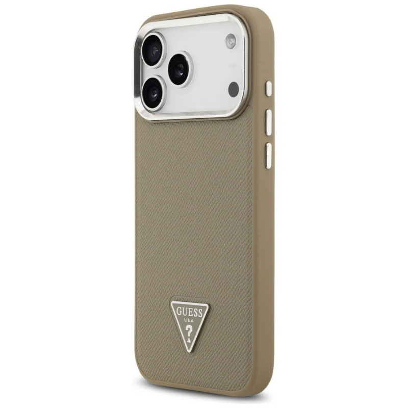Guess Grained Triangle Logo MagSafe Hard Case for Apple iPhone 17 Pro Max, brown