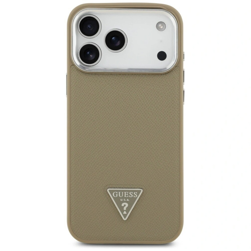 Guess Grained Triangle Logo MagSafe Hard Case for Apple iPhone 17 Pro Max, brown
