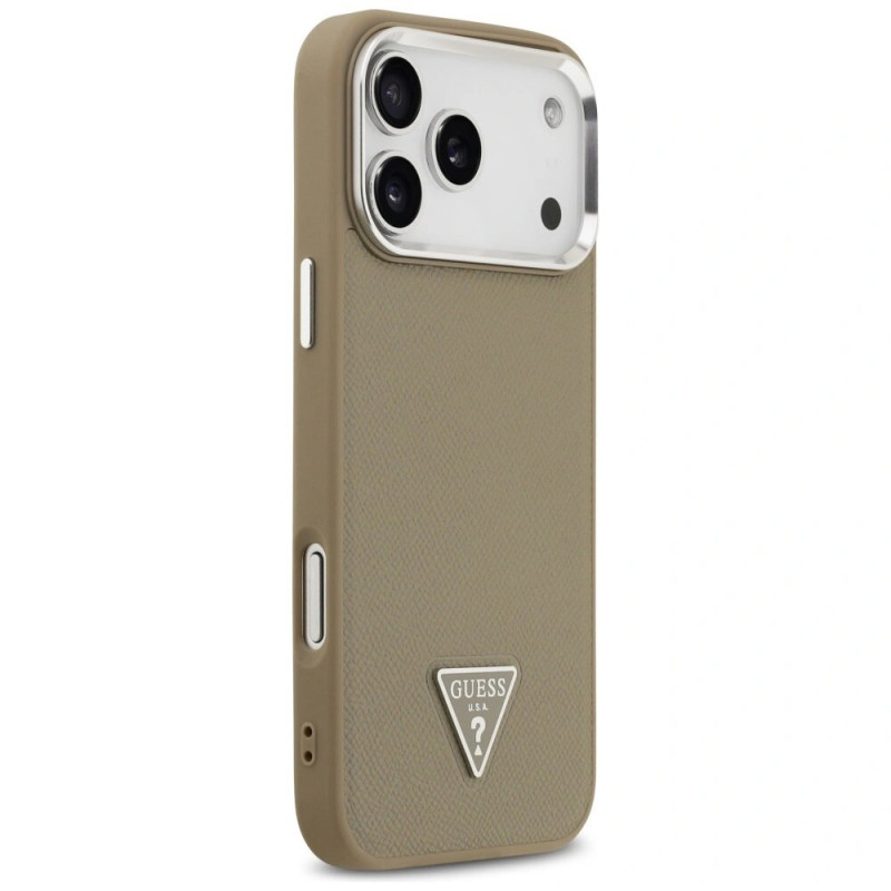 Guess Grained Triangle Logo MagSafe Hard Case for Apple iPhone 17 Pro Max, brown