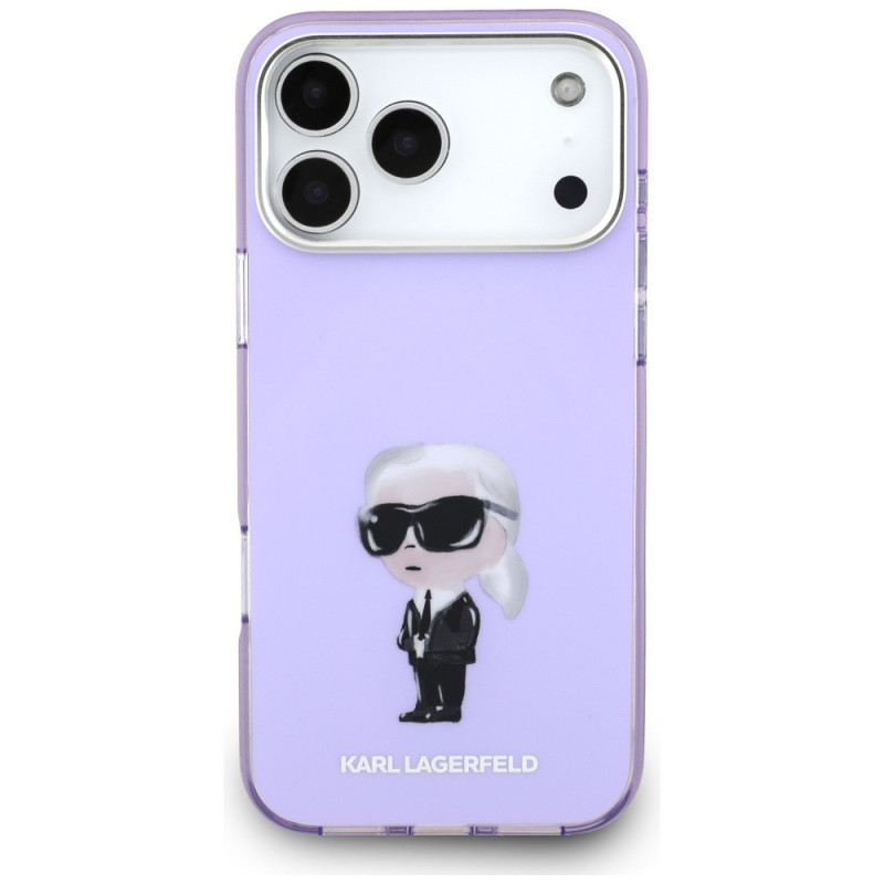 Karl Lagerfeld KLD22568 IML Aquarelle Karl & Choupette & Logo MagSafe Case for Apple iPhone 17 Pro Max, purple