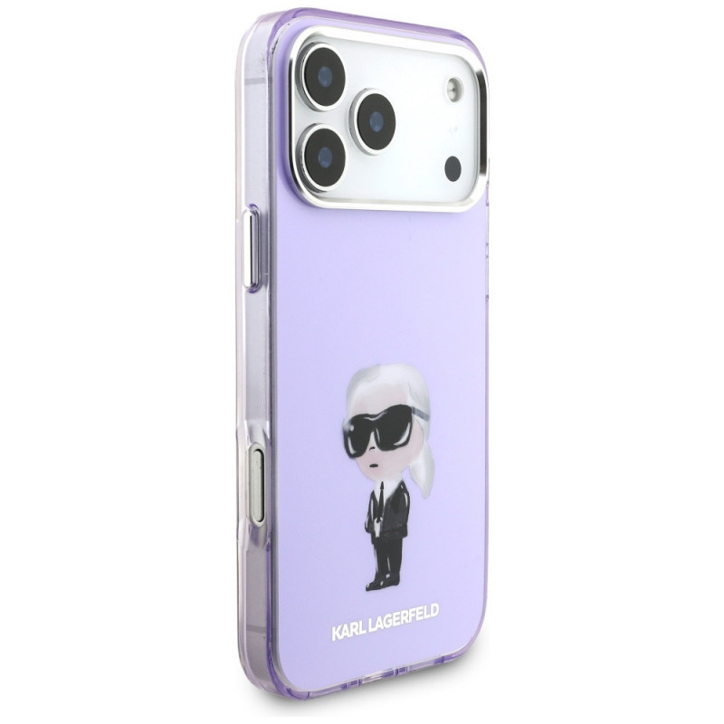 Karl Lagerfeld KLD22568 IML Aquarelle Karl & Choupette & Logo MagSafe Case for Apple iPhone 17 Pro Max, purple