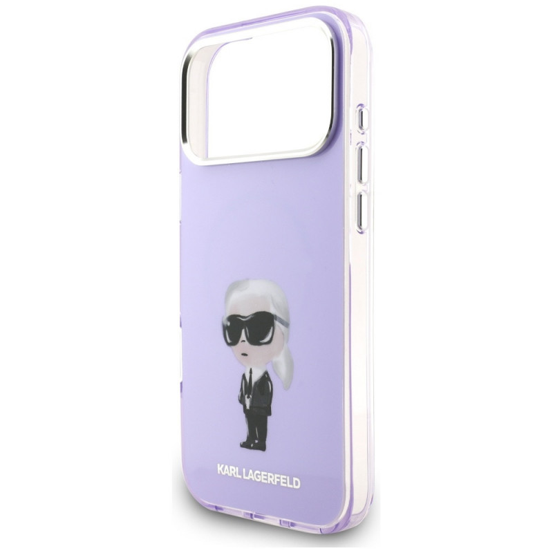 Karl Lagerfeld KLD22568 IML Aquarelle Karl & Choupette & Logo MagSafe Case for Apple iPhone 17 Pro Max, purple