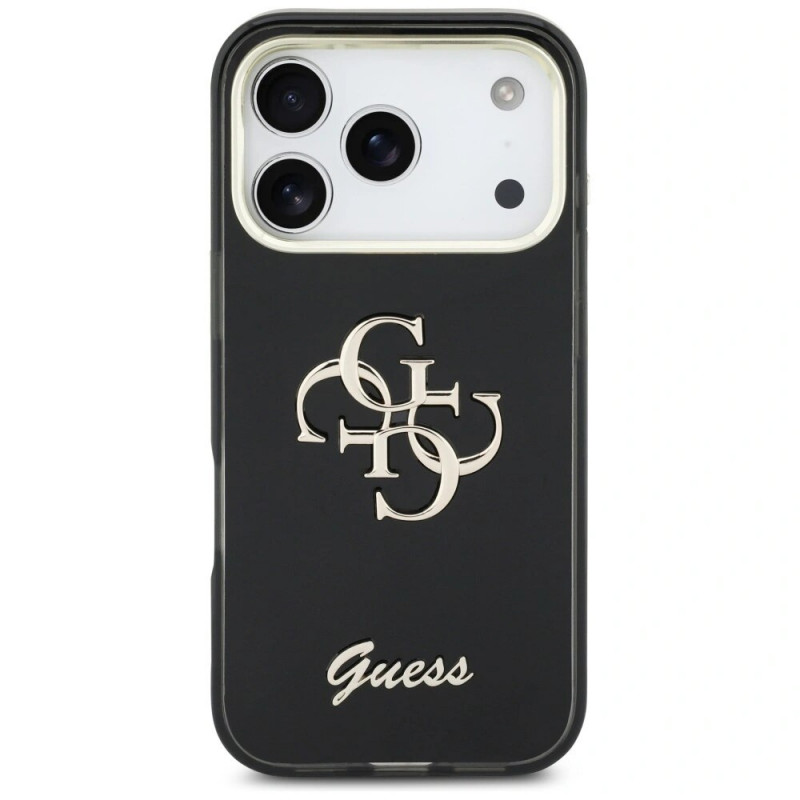 Guess GUE5344 IML 4G Script Metal Hard Case for Apple iPhone 17 Pro Max, black