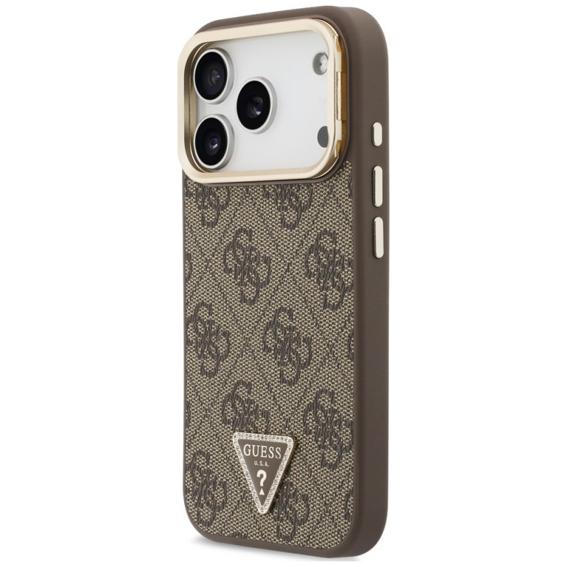 Guess 4G PU Triangle Logo & Stand Camera MagSafe Case for Apple iPhone 18 Pro Max / 17 Pro Max, brown