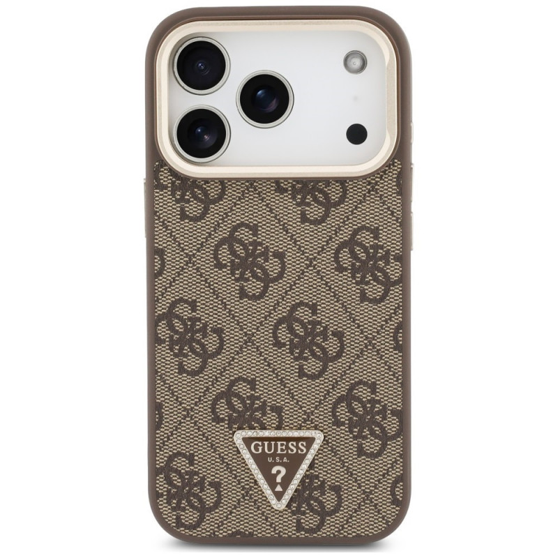 Guess 4G PU Triangle Logo & Stand Camera MagSafe Case for Apple iPhone 18 Pro Max / 17 Pro Max, brown