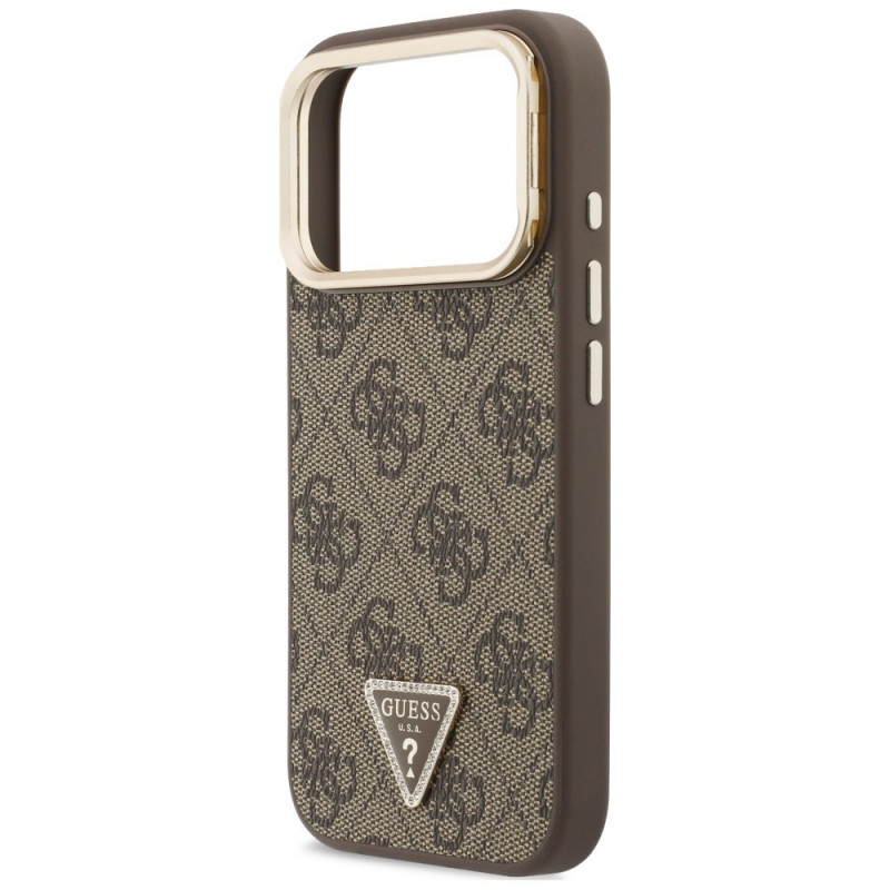 Guess 4G PU Triangle Logo & Stand Camera MagSafe Case for Apple iPhone 18 Pro Max / 17 Pro Max, brown
