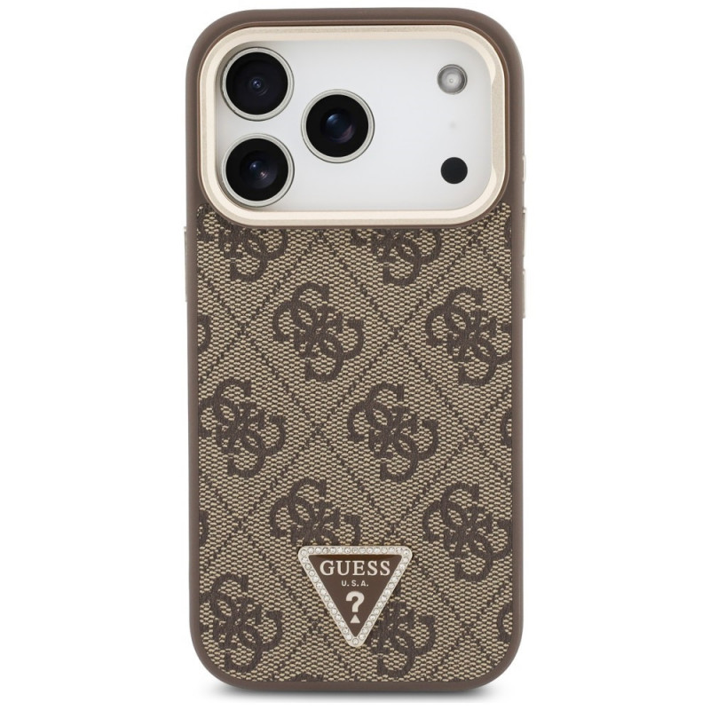 Guess 4G PU Triangle Logo & Stand Camera MagSafe Case for Apple iPhone 18 Pro / 17 Pro, brown