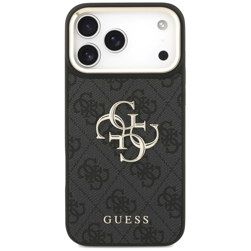 Guess 4G Big 4G Classic Logo Big Strap Metal Buttons Case with Strap for Apple iPhone 18 Pro Max / 17 Pro Max, black