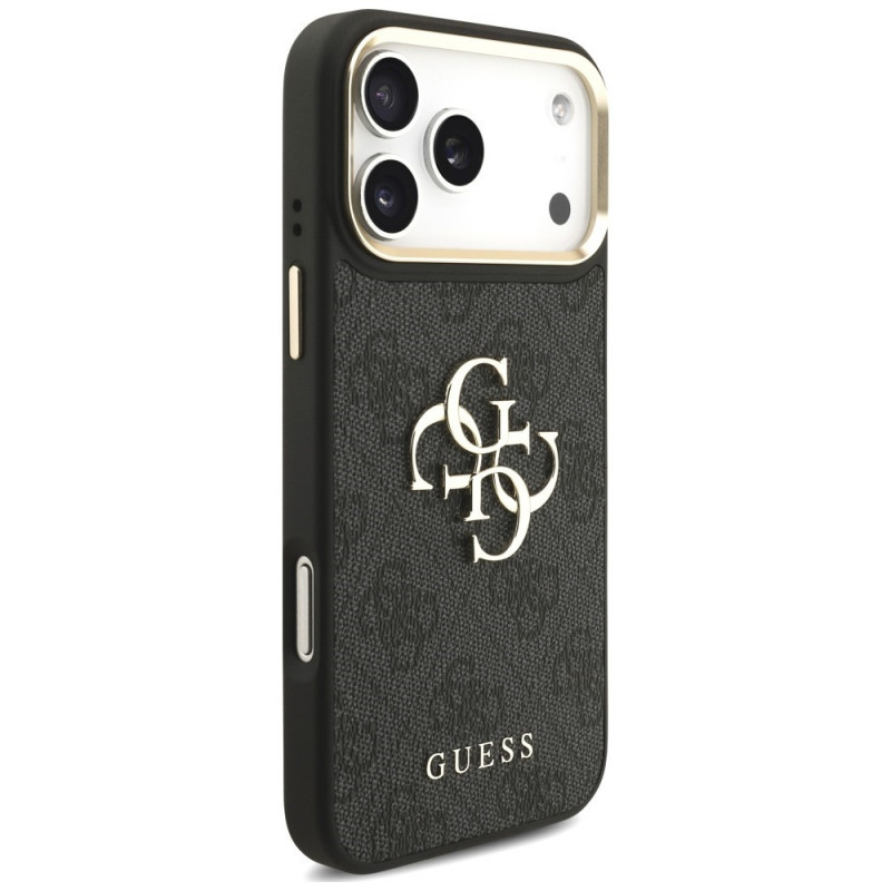 Guess 4G Big 4G Classic Logo Big Strap Metal Buttons Case with Strap for Apple iPhone 18 Pro Max / 17 Pro Max, black