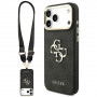 Guess 4G Big 4G Classic Logo Big Strap Metal Buttons Case with Strap for Apple iPhone 18 Pro / 17 Pro, black
