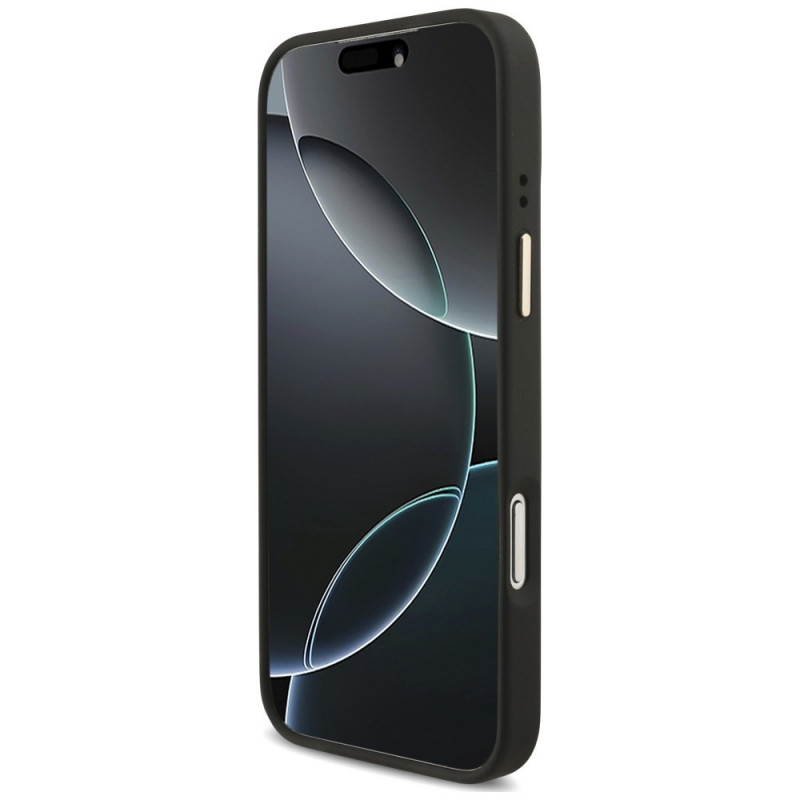 Guess 4G Big 4G Classic Logo Big Strap Metal Buttons Case with Strap for Apple iPhone 18 Pro / 17 Pro, black