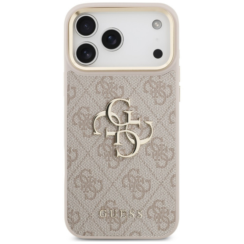 Guess 4G Big 4G Classic Logo Big Strap Metal Buttons Case with Strap for Apple iPhone 18 Pro Max / 17 Pro Max, pink