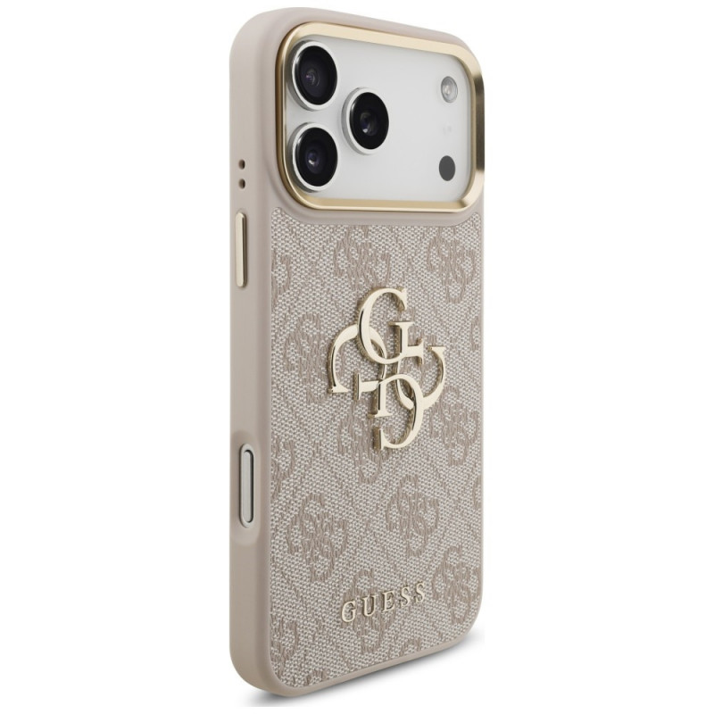 Guess 4G Big 4G Classic Logo Big Strap Metal Buttons Case with Strap for Apple iPhone 18 Pro Max / 17 Pro Max, pink
