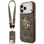 Guess 4G Big 4G Classic Logo Big Strap Metal Buttons Case with Strap for Apple iPhone 18 Pro Max / 17 Pro Max, brown