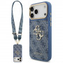 Guess 4G Big 4G Classic Logo Big Strap Metal Buttons Case with Strap for Apple iPhone 18 Pro Max / 17 Pro Max, blue