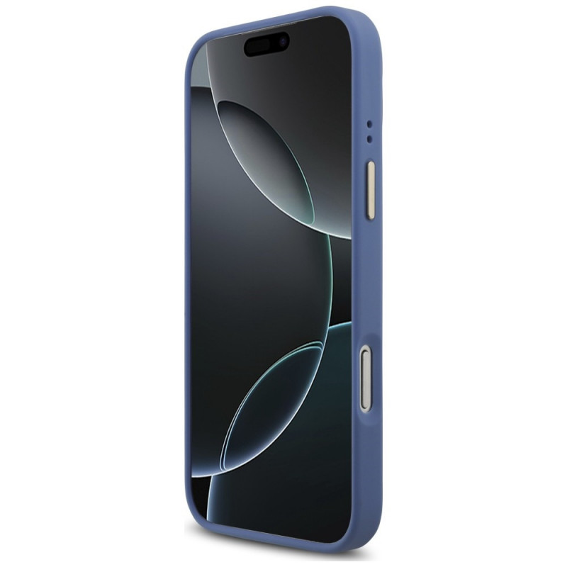 Guess 4G Big 4G Classic Logo Big Strap Metal Buttons Case with Strap for Apple iPhone 18 Pro Max / 17 Pro Max, blue