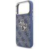 Guess 4G Big 4G Classic Logo Big Strap Metal Buttons Case with Strap for Apple iPhone 18 Pro Max / 17 Pro Max, blue