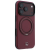Mercedes-Benz Leather with Ring Stand MagSafe Case for Apple iPhone 18 Pro / 17 Pro, burgundy